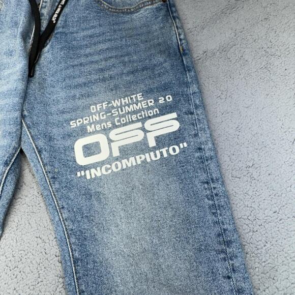 Off-White Jeans Men 33x31 Incompiuto Golden Ratio Graphic Italy Slim Straight - Picture 9 of 16